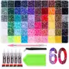 Atacado best-seller transfronteiriço 48 cores 60 cores strass de fundo plano 15 grades 40 grades conjunto de strass de resina strass AB acessórios de decoração para nail art
