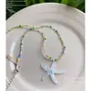 Colar Fantai de Contas Coloridas Estrela-do-Mar Feminino Design de Nicho Doce e Fresco Estilo Resort à Beira-Mar Acessórios de Corrente para Clavícula
