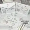 Carta Convite Presente para Estudante Papel Timbrado Carta de Amor Manuscrita Conjunto de Escrita em estoque Envelope de Desenho Animado Fofo DIY Papel Timbrado para Carta