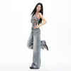 Vibras de Primavera: Pantalones Acampanados Lavados de Moda, Jeans Versátiles Adelgazantes de Largo Completo para Mujer, Pantalones Largos Azules Vintage
