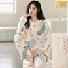 Pijama nuevo mujer nuevo traje manga larga dulce lindo talla grande casual ropa de casa venta al por mayor Mujer