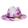 Sombrero de Jazz Estilo Europeo y Americano Británico, Fedora de Lana con Graffiti de Colores y Cinta, Sombrero de Ala Ancha para Hombres y Mujeres, Sombrero Versátil de Ala Ancha