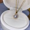 Aretes Bañados en Oro Real, Collar de Perlas de Agua Dulce para Mujer, Gargantilla de Nicho de Lujo Ligero, Cadena para Clavícula Estilo Mamá, Regalo para Mejor Amiga