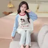 Pijama Infantil 2026 Nuevo Modelo Algodón Puro Manga Larga Pantalón Largo Primavera y Otoño Set de Ropa de Casa de Dibujos Animados para Niñas Mayores