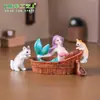 Miniaturas de sereia e gatinho para paisagens em miniatura, brinquedos de banho, decorações DIY para casas de boneca, enfeites de pendurar e pequenas peças decorativas
