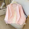 Nuevo Suéter de Punto Coreano de Dos Piezas Falsas con Rayas de Color Contrastante para Mujer, Ropa de Abrigo Versátil, Top de Manga Larga con Cuello Redondo