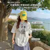Camiseta Blanca de Manga Corta con Estampado y Cuello Redondo para Mujer 2026 Diseño Nuevo Primavera y Verano Nicho Holgada Única y Atractiva