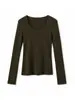 Camiseta de Punto de Lana Merino 60s de Hilo Yangzi Integrado sin Costuras para Mujer H092711