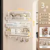 Prateleira de armazenamento com gancho para porta para uso doméstico, cesta suspensa multicamadas para porta, não requer perfuração, prateleira de armazenamento de bolsas multifuncional para montagem na parede