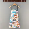 Avental de pescoço com flores frescas para cozinha anti-manchas, avental com logo feminino, avental sem mangas para primavera e outono, aprovação direta da fábrica