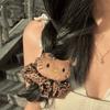 Ins Moda Leopardo Gatito Anillo para el Pelo Intestino Grueso Cuerda para el Cabello de Chica Elegante Cuerda para Cola de Caballo de Peluche Linda Tocado