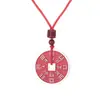 Collar de Monedas Redondas con Cuerdas Negras y Rojas, Monedas Estilo Antiguo, Monedas de Cobre de los Ocho Trigramas, Unisex, Estilo Vintage, Versátil, Idea de Regalo