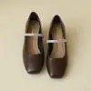 Sapatos Mary Jane com Bico Quadrado Femininos 2026 Novo Estilo Salto Grosso Baixo com Tira Única e Corrente de Strass Sapatos Franceses Simples Femininos