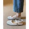 Zapatos planos Mary Jane tejidos huecos transpirables estilo francés Chuyuji para mujer con una sola correa