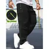 Calça Cargo Esportiva Amazon Wish Primavera e Outono com Cordão, Calça Masculina de Cor Sólida para Treinamento ao Ar Livre, Corte Reto Solto
