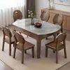 Mesa y sillas de comedor de alta gama de madera maciza, mesa de comedor de losa de roca, mesa cuadrada y redonda de doble uso de tamaño pequeño, juego extensible de mesa y sillas de comedor para el hogar