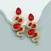 Pendientes de botón para mujer, exagerados, con forma de serpiente, de diamantes de imitación, versátiles, elegantes, creativos, personalizados, de alta calidad