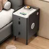 Mesita de noche de pizarra pequeña ultraestrecha, inteligente, simple, moderna, madera maciza, lujo ligero, mueble de noche multifuncional para dormitorio del hogar