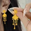 Brincos de Franja com Flores Estilo Antigo para Mulheres, Design de Luxo Leve Nicho Estilo Palácio, Brincos Versáteis e Elegantes, Xiaohongshu