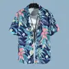 Traje casual de playa hawaiano de secado rápido para hombre, camisa floral de manga corta para hombre, pantalones cortos de playa, traje de dos piezas a juego para pareja