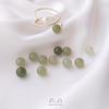 Cuentas Redondas de Jade Hetian Natural con Medio Agujero Cuentas de Color Verde Agua Transparente Cuentas Sueltas Hechas a Mano para Pendientes de Botón Pendientes Anillo Pulsera con Cuentas