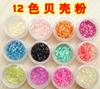 Polvo de concha de 12 colores para uñas, ideal para terapia de luz, decoración de cristales, suministros para uñas al por mayor
