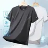Nova Camiseta Esportiva Casual Masculina de Manga Curta de Seda Gelada de Secagem Rápida Calças Tendência Masculina de Manga Curta