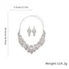 Brincos e Colar Flor de Diamante Estilo Ins Transfronteiriço Europeu e Americano Corrente de Clavícula de Luxo Leve Nicho Conjunto Versátil Moda Atacado