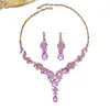 Conjunto de collar, pendientes y pulsera de joyería europea y americana, accesorios de boda nupcial de dos piezas de alta gama, suministro de comercio exterior transfronterizo