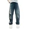 Estructura de Jeans Casuales de Pierna Recta Semi-Elásticos con Diseño Lavado Resistente de Pierna Recta Azul Retro Otoñal Vintage Lavado