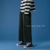 Pantalones Casuales de Verano para Hombre Rectos Sueltos Ins Marca de Tendencia Pantalones con Cordón Estilo Coreano Trendy Versátiles Estilo Hong Kong Pantalones de Pierna Ancha