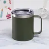 Suministro Directo Transfronterizo Taza de 12 oz con Asa Doble Pared Aislada Taza de Café para Oficina Acero Inoxidable Exportación Tapa Magnética