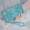 Carteira feminina antiga com zíper duplo, grande capacidade, casual, longa, nova, bolsa para celular, porta-moedas, bolsa para cartão, multicamadas