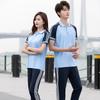 Terno de camiseta para uniforme escolar de verão para ensino fundamental e médio, terno com calça de meia manga para estudante do ensino médio, roupas esportivas casuais masculinas e femininas