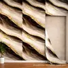 Pegatinas de pared autoadhesivas IXPE transfronterizas, blanco y negro con líneas doradas fluidas, rollo de renovación de papel tapiz brillante, al por mayor