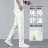 Pantalones casuales de seda helada para hombre de verano, pantalones finos de pierna recta para hombre, pantalones caqui de nuevo estilo 2026