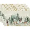 Amazon Manteles Navideños Muñeco de Nieve Árbol de Navidad Manteles Decoración de Mesa de Comedor Occidental Manteles Aislantes Fiesta Navideña