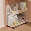 Estante, prateleira de chão, carrinho pequeno móvel e destacável para debaixo da mesa, armazenamento de livros, organizador de mesa para estudantes, armário de armazenamento de mesa lateral