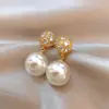 Brincos de Pérola Barroca de Imitação de Alta Qualidade Nicho Acessível de Luxo Laço Brincos de Diamante Flash 2025 Novo Estilo Quente Brincos