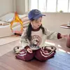 Conjunto de Felpa Forrado para Niñas Otoño e Invierno Sudadera con Capucha y Pantalones Estampado de Conejo de Dibujos Animados Bloque de Color Conjunto de Dos Piezas Engrosado Directo de Fábrica