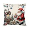 Funda de Almohada Navideña Temu Decoración Festiva Transfronteriza Estilo Pintura al Óleo Realista Funda para Cojín de Sofá Dormitorio Almohada Venta al por Mayor