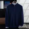 Suéter Masculino de Lã Pura Gola Alta Meio Zíper Tricô Grosso Versátil 26 Outono/Inverno Novo Casual Business Atacado