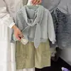 Conjunto de moletom listrado com orelhas de coelho para meninas, coleção outono 2026, nova roupa externa infantil, cardigã e calça de trabalho