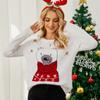Tops de punto de diseño popular europeo y americano transfronterizo, suéteres jacquard de dibujos animados navideños, suéteres navideños de oso bordado