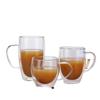 Taza de café de doble capa con aislamiento térmico, estilo americano, transparente, de vidrio con asa, resistente al calor, para oficina, para té y bebidas frías.