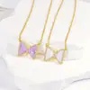 Collar Cruzado Versión Coreana con Mariposa Multicolor Microincrustada, Cadena para Clavícula con Colgante de Cobre Fresco y Sencillo de Lujo Ligero, Joyería Seleccionada por Influencers