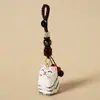 Llavero colgante de talla de madera hecha a mano para llaves de coche de gato, colgante para mochila escolar de mascota linda femenina, regalo para novias, venta al por mayor