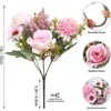 Ramo Artificial de Crisantemos de 7 Ramas en Tonos Otoñales con Rosas de Filodendro y Gipsófila Combinado para Ramos de Novia de Boda y Decoración de Mesa de Comedor en Casa