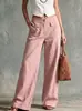 Colección nueva 2026 Amazon transfronteriza europea y americana: pantalones cómodos, de color liso, modernos, holgados, casuales, con cintura elástica, de pierna ancha para mujer