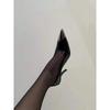 Tacones Altos de Puntera Puntiaguda Nuevos 2025 de Charol Negro con Correa de Hebilla Sexy Zapatos de Tacón de Aguja con Puntera de Hierro para Mujer Zapatos Elegantes de Puntera Cerrada para Mujer